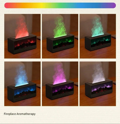 flame aromatherapy machine Simulated 3D, essential oil humidifier, color atmosphere lighting with remote control, holiday gift