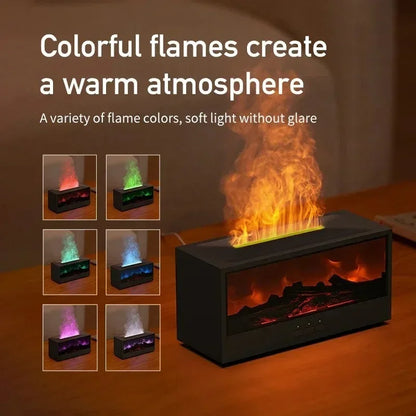 flame aromatherapy machine Simulated 3D, essential oil humidifier, color atmosphere lighting with remote control, holiday gift