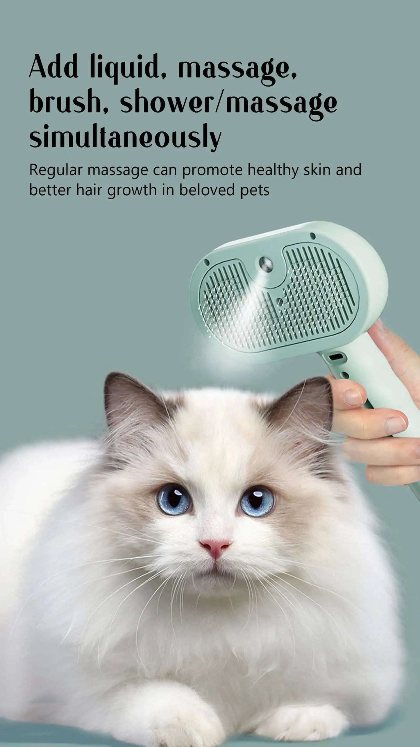 Hot Cat Brush with Steam Dog Spray Pet Steam Massage Brush Spray Hair Removal Comb Massage Steamer Comb for Long Hair Dogs Cats