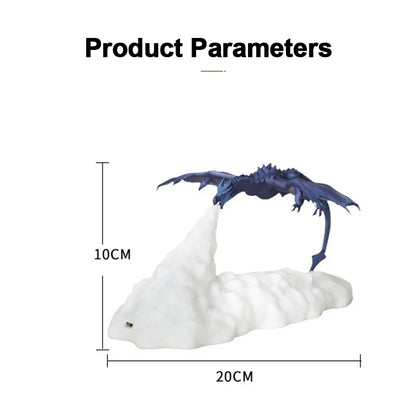 3D Printed Fire Dragon Lamp Light Decor  Novelty Gift Changing USB Powered Rechargeable Night Light for Room Desk Kids Lighting