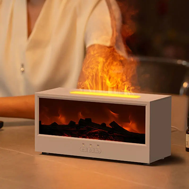 flame aromatherapy machine Simulated 3D, essential oil humidifier, color atmosphere lighting with remote control, holiday gift