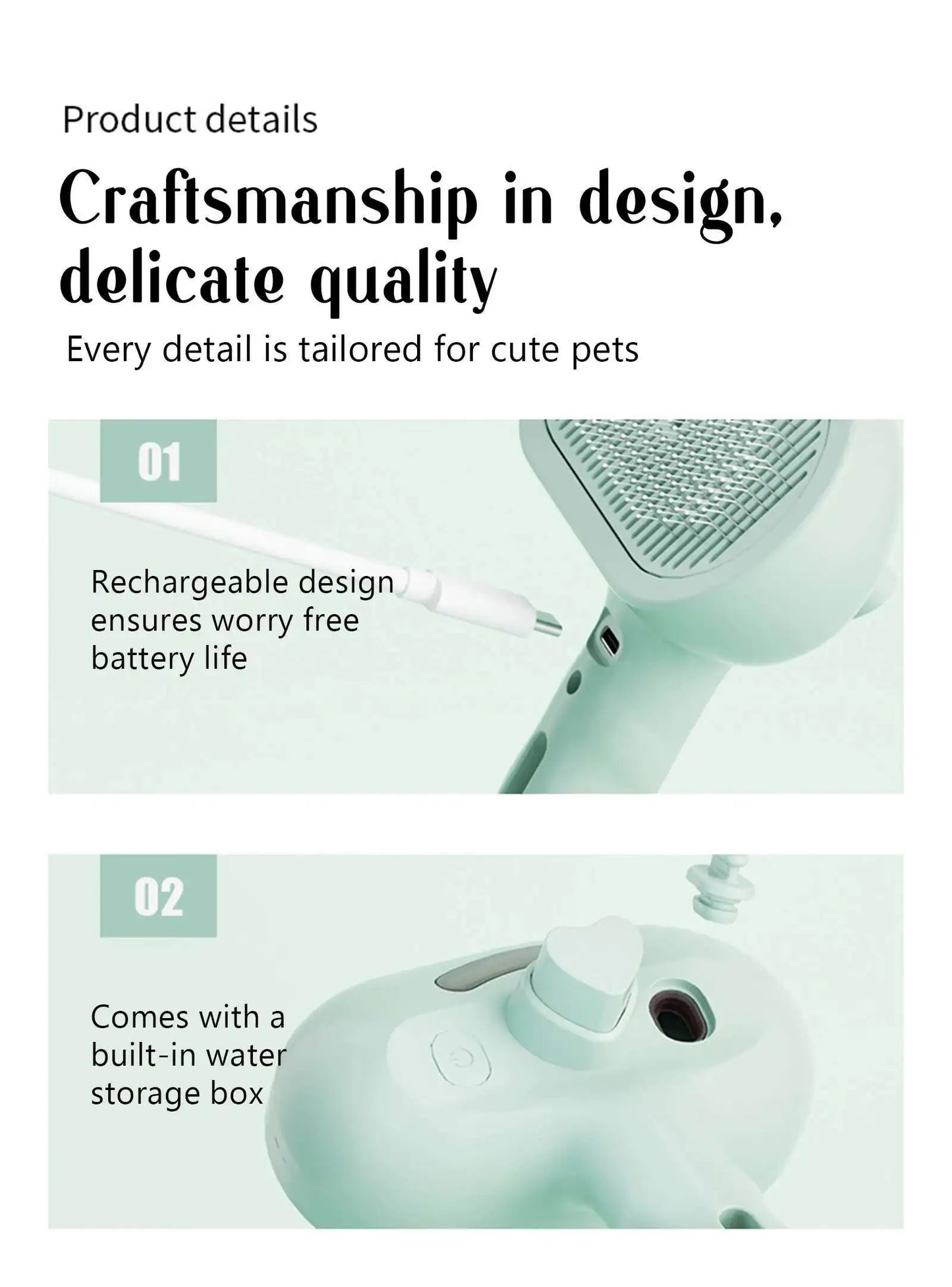 Hot Cat Brush with Steam Dog Spray Pet Steam Massage Brush Spray Hair Removal Comb Massage Steamer Comb for Long Hair Dogs Cats