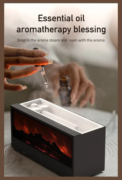 flame aromatherapy machine Simulated 3D, essential oil humidifier, color atmosphere lighting with remote control, holiday gift