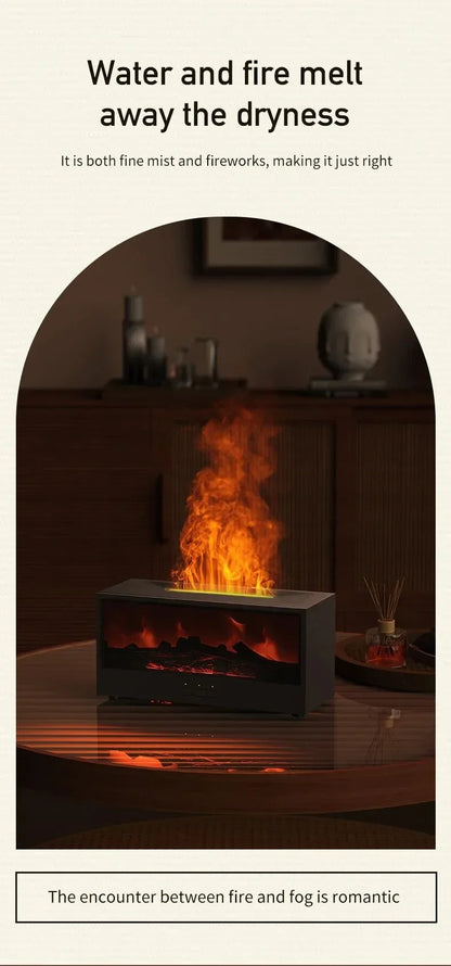 flame aromatherapy machine Simulated 3D, essential oil humidifier, color atmosphere lighting with remote control, holiday gift