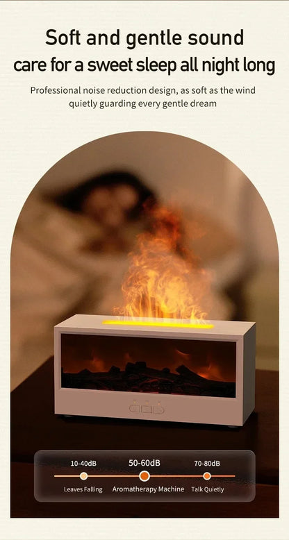 flame aromatherapy machine Simulated 3D, essential oil humidifier, color atmosphere lighting with remote control, holiday gift