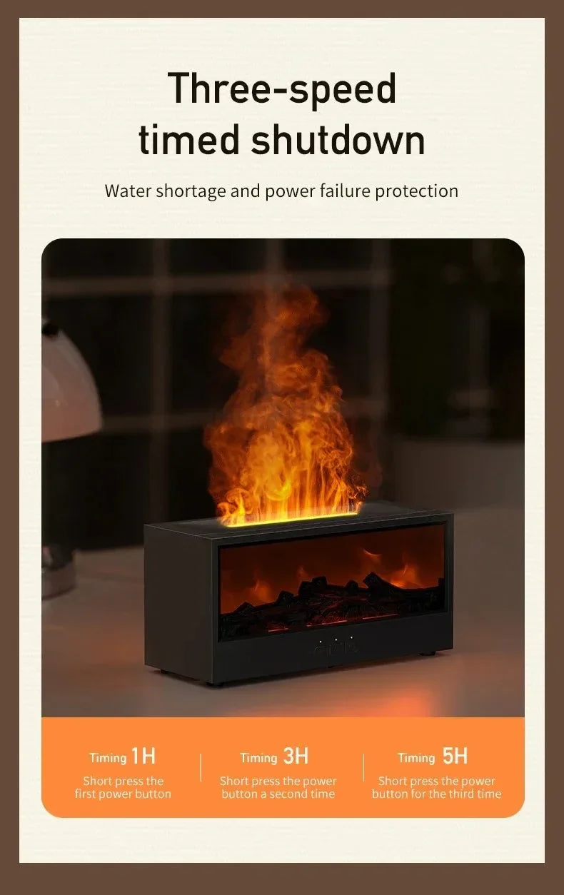 flame aromatherapy machine Simulated 3D, essential oil humidifier, color atmosphere lighting with remote control, holiday gift