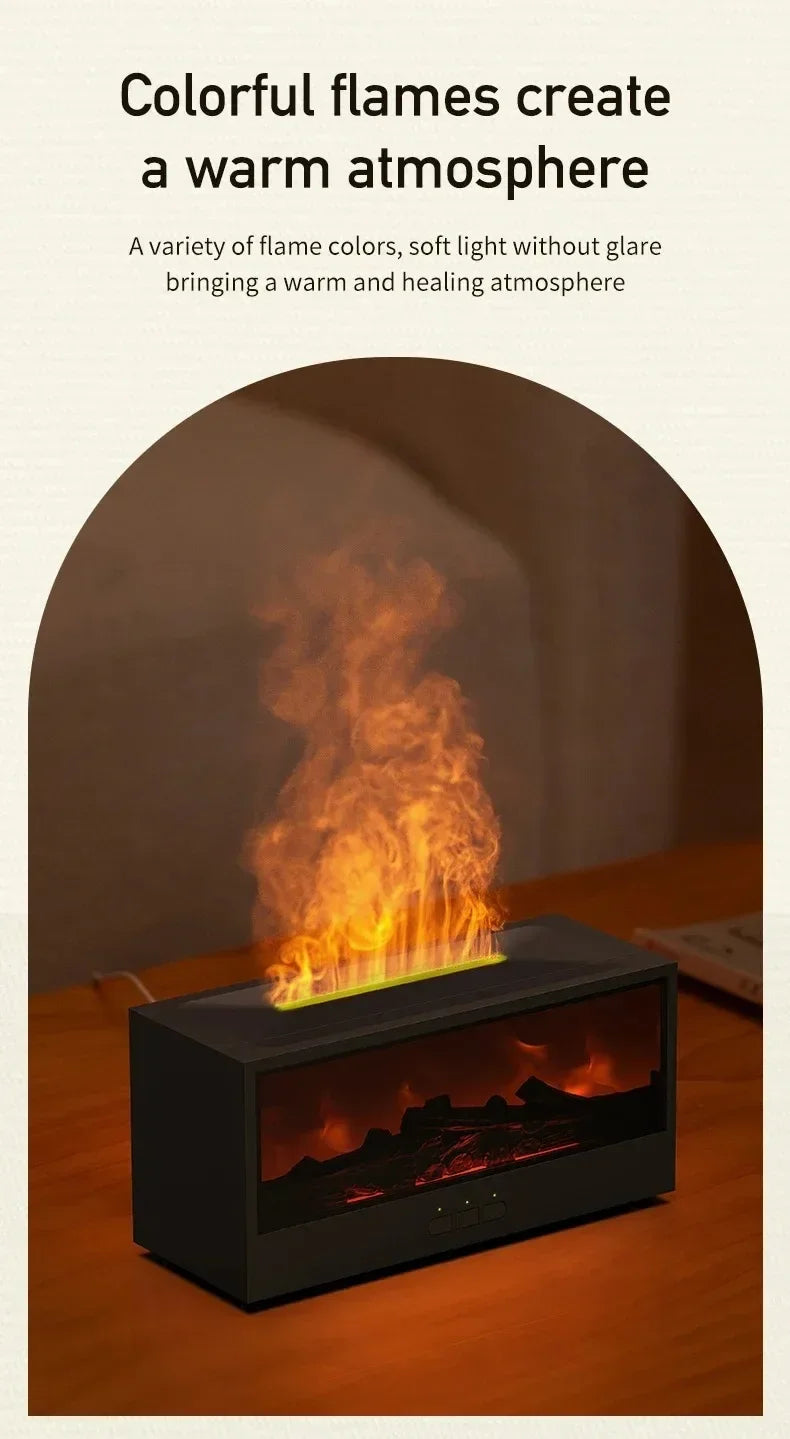 flame aromatherapy machine Simulated 3D, essential oil humidifier, color atmosphere lighting with remote control, holiday gift