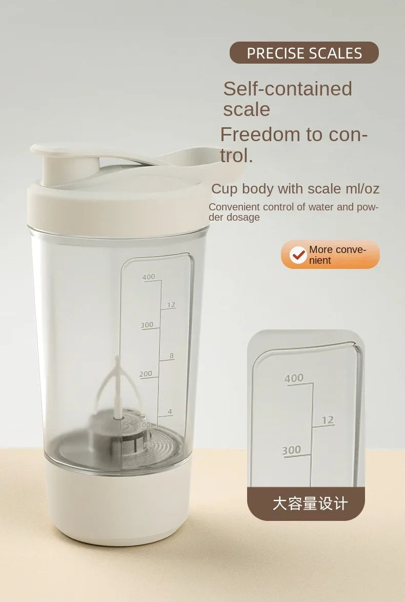 Portable Electric Protein Shaker Bottle USB Rechargeable Blender Multipurpose 450ml Mixer Cups for Fitness Workout