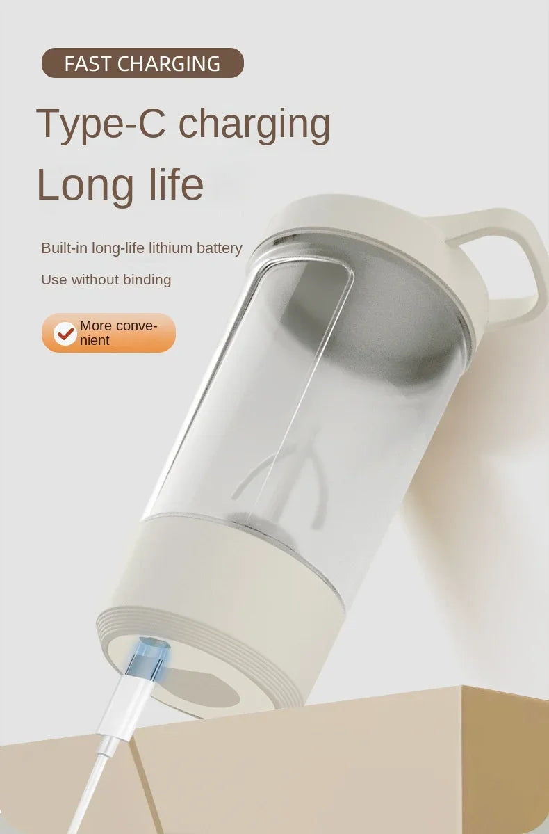 Portable Electric Protein Shaker Bottle USB Rechargeable Blender Multipurpose 450ml Mixer Cups for Fitness Workout