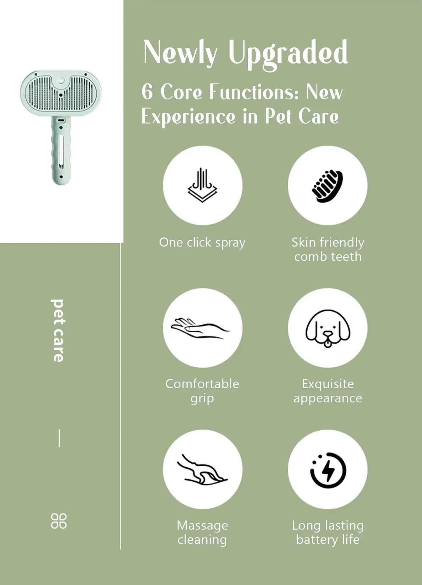 Hot Cat Brush with Steam Dog Spray Pet Steam Massage Brush Spray Hair Removal Comb Massage Steamer Comb for Long Hair Dogs Cats