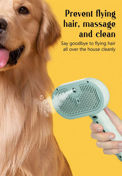 Hot Cat Brush with Steam Dog Spray Pet Steam Massage Brush Spray Hair Removal Comb Massage Steamer Comb for Long Hair Dogs Cats