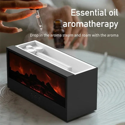 flame aromatherapy machine Simulated 3D, essential oil humidifier, color atmosphere lighting with remote control, holiday gift