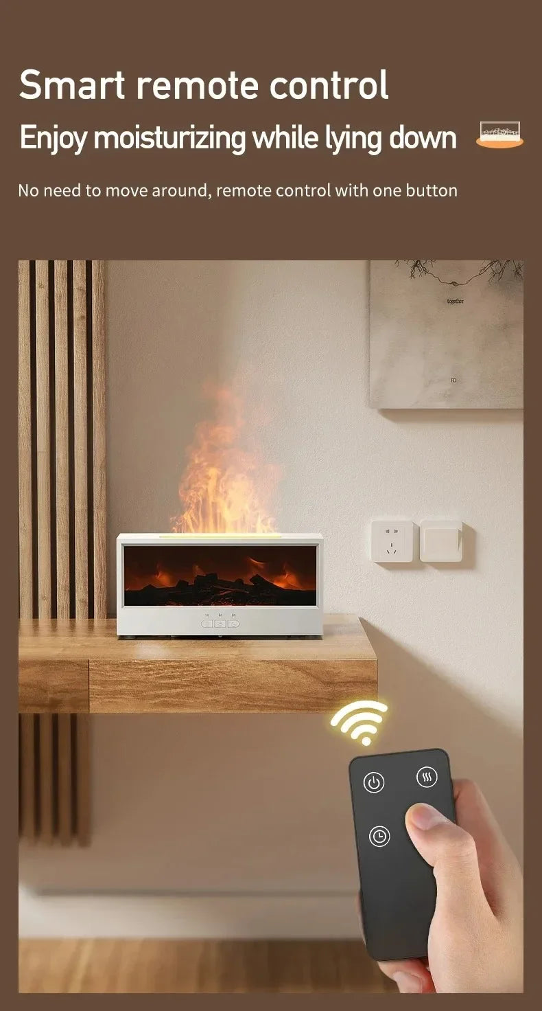 flame aromatherapy machine Simulated 3D, essential oil humidifier, color atmosphere lighting with remote control, holiday gift