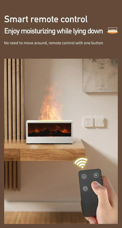 flame aromatherapy machine Simulated 3D, essential oil humidifier, color atmosphere lighting with remote control, holiday gift