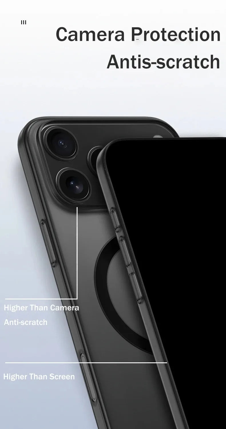 Luxury Ultra Thin Magnetic Translucent Matte Case For iPhone 17 16 15 14 13 12 Pro Max Plus 17 Air For Magsafe Clear Back Cover