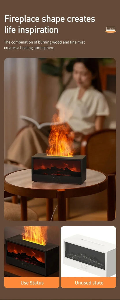 flame aromatherapy machine Simulated 3D, essential oil humidifier, color atmosphere lighting with remote control, holiday gift