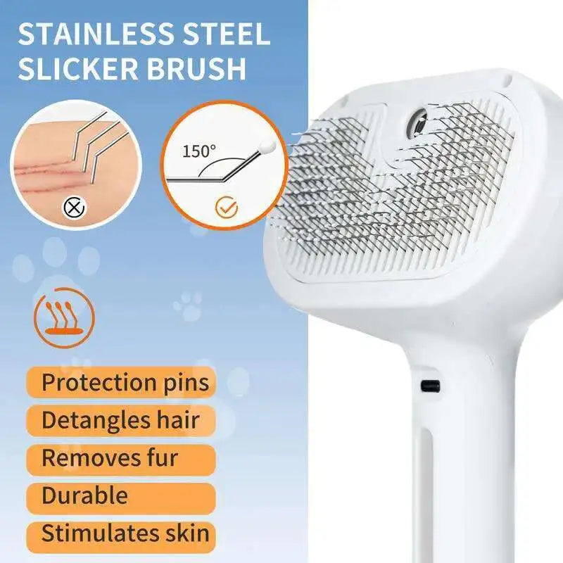 Hot Cat Brush with Steam Dog Spray Pet Steam Massage Brush Spray Hair Removal Comb Massage Steamer Comb for Long Hair Dogs Cats