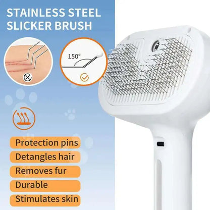 Hot Cat Brush with Steam Dog Spray Pet Steam Massage Brush Spray Hair Removal Comb Massage Steamer Comb for Long Hair Dogs Cats