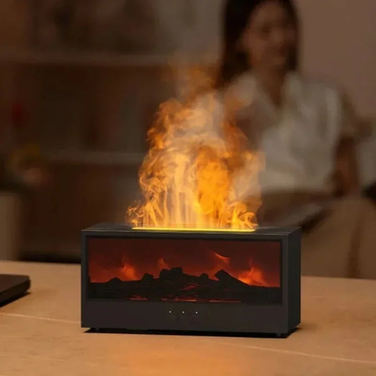 flame aromatherapy machine Simulated 3D, essential oil humidifier, color atmosphere lighting with remote control, holiday gift