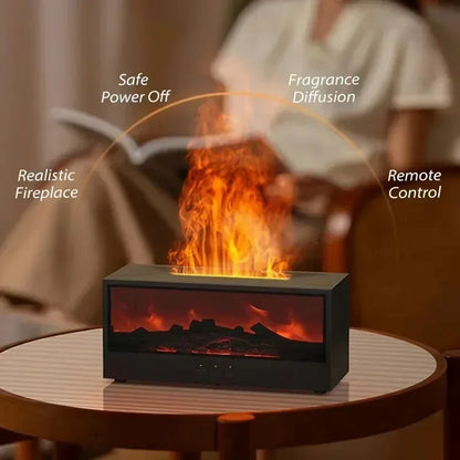 flame aromatherapy machine Simulated 3D, essential oil humidifier, color atmosphere lighting with remote control, holiday gift
