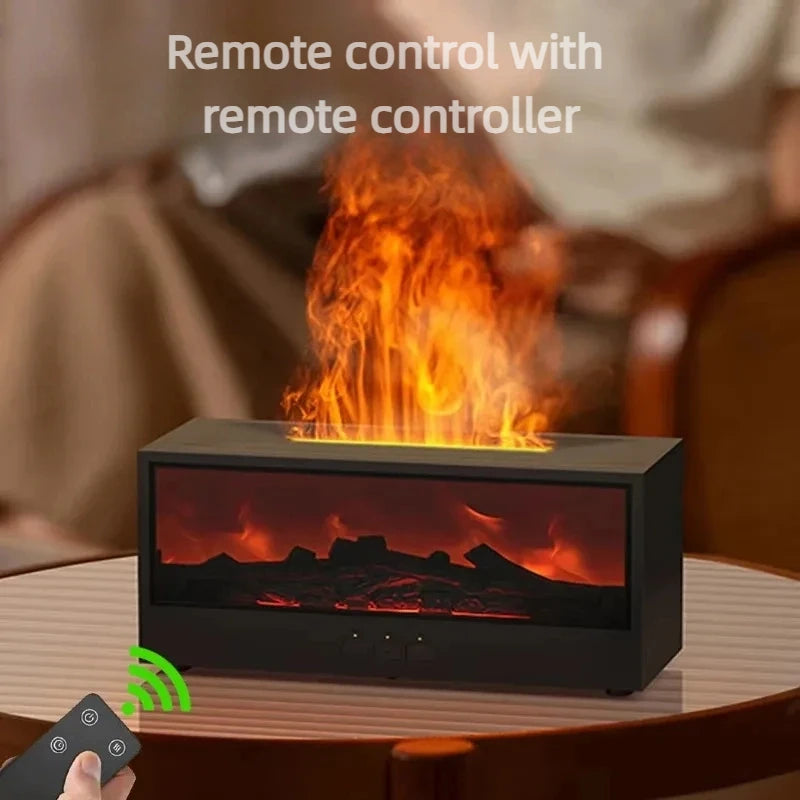 flame aromatherapy machine Simulated 3D, essential oil humidifier, color atmosphere lighting with remote control, holiday gift