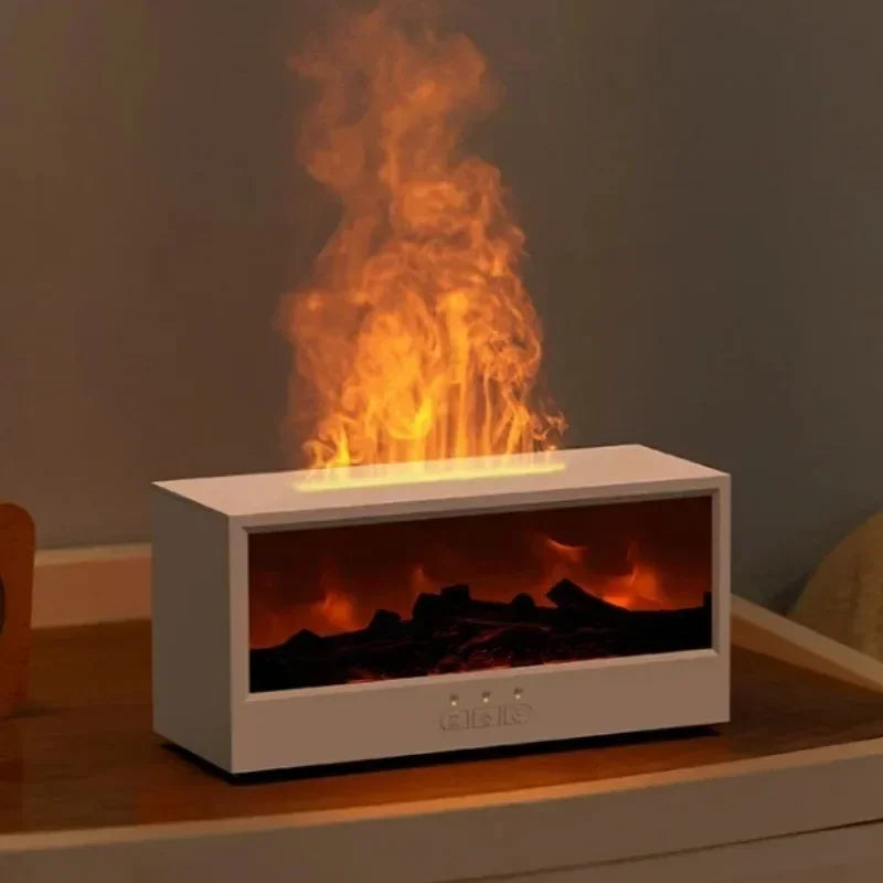 flame aromatherapy machine Simulated 3D, essential oil humidifier, color atmosphere lighting with remote control, holiday gift