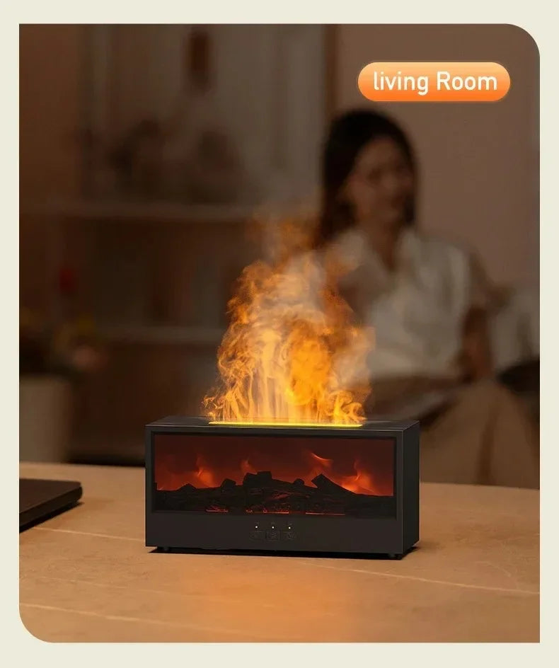 flame aromatherapy machine Simulated 3D, essential oil humidifier, color atmosphere lighting with remote control, holiday gift