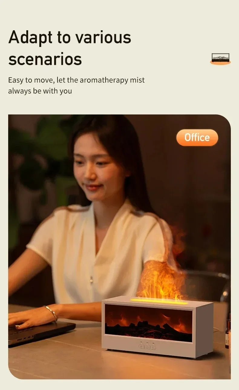 flame aromatherapy machine Simulated 3D, essential oil humidifier, color atmosphere lighting with remote control, holiday gift