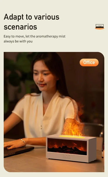 flame aromatherapy machine Simulated 3D, essential oil humidifier, color atmosphere lighting with remote control, holiday gift