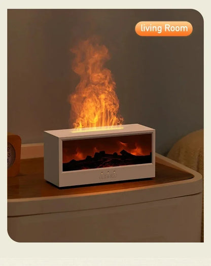 flame aromatherapy machine Simulated 3D, essential oil humidifier, color atmosphere lighting with remote control, holiday gift